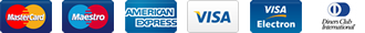 MasterCard - Maestro - American - Visa - Visa Electron - Diners